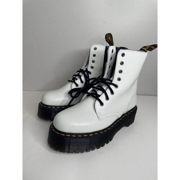 Doc Dr Martens Jadon White Smooth Leather Platform Lace Up Combat Boots 38 US 7 - Picture 2 of 6